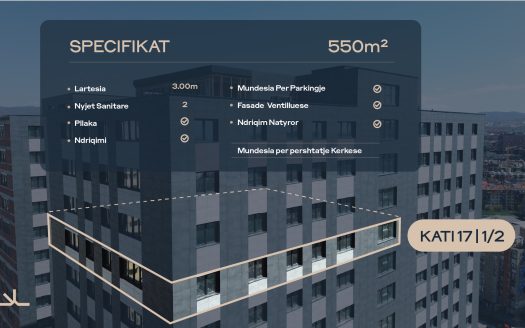 17th Floor – 550m² Office for RENT in Pejton, Pristina