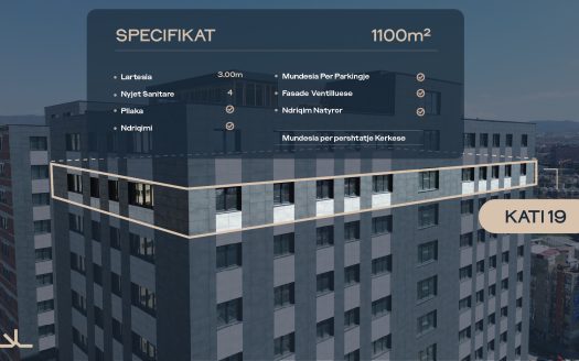 19th Floor – 1,100 m² Office for #RENT in Pejton, Pristina